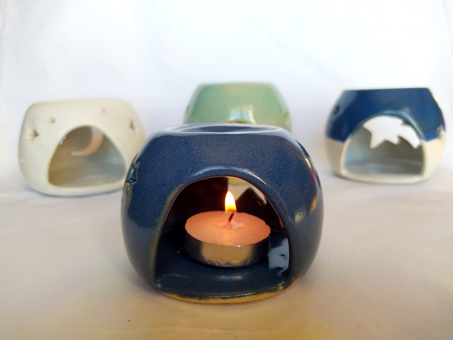 brûle parfums, photophore tourné et décors étoile